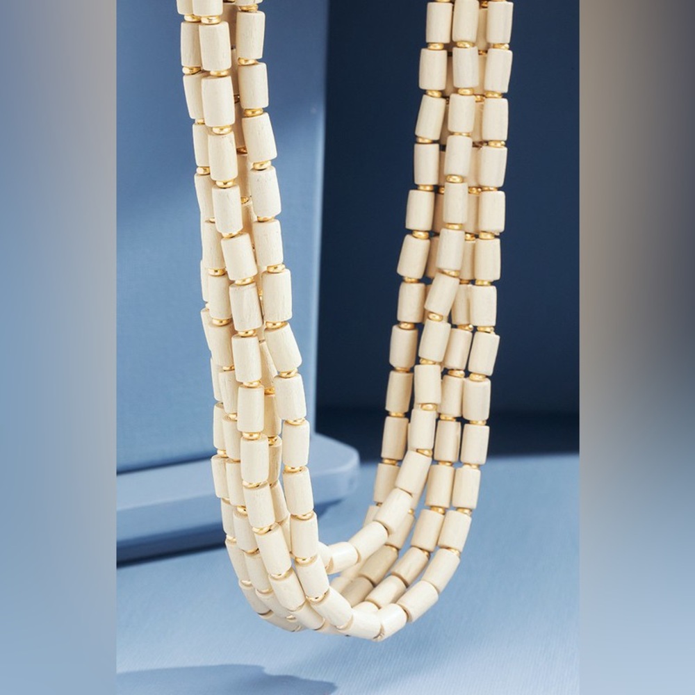 🌟SALE🌟Wood Bead Statement Necklace|Ivory
